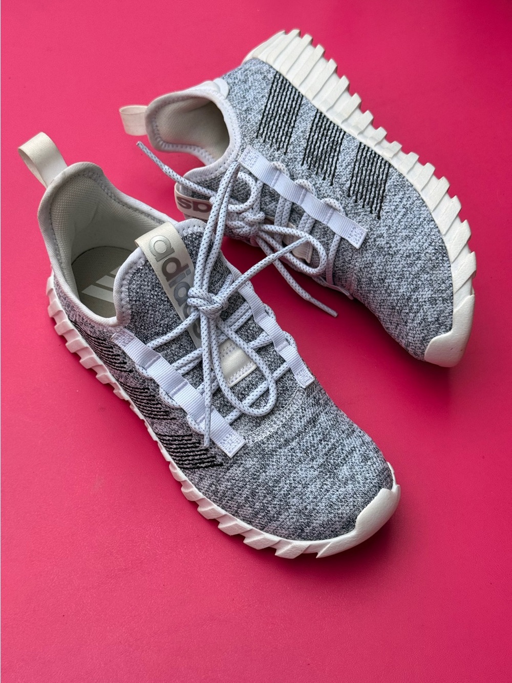 Adidas Kaptir Flow Running Shoes Sneaker Grey White 5 Youth Womens 6 Lightweight